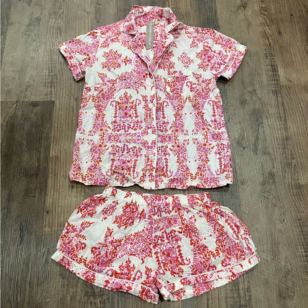 Plum Pretty Sugar Pink and Coral Floral Pajama Set